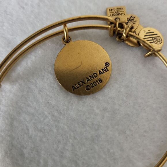 2016 Alex and Ani "Because I am a Girl" Goldtone Bangle Rafaelian Gold Bracelet - Picture 4 of 5